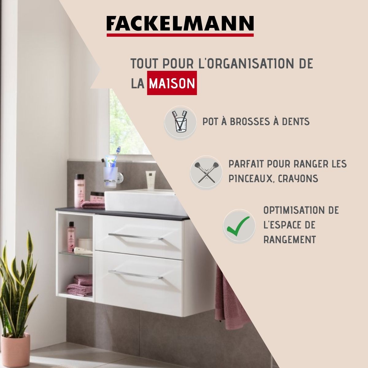 Porte brosse à dents en verre et chromé  Vision Fackelmann - Mathon - 2