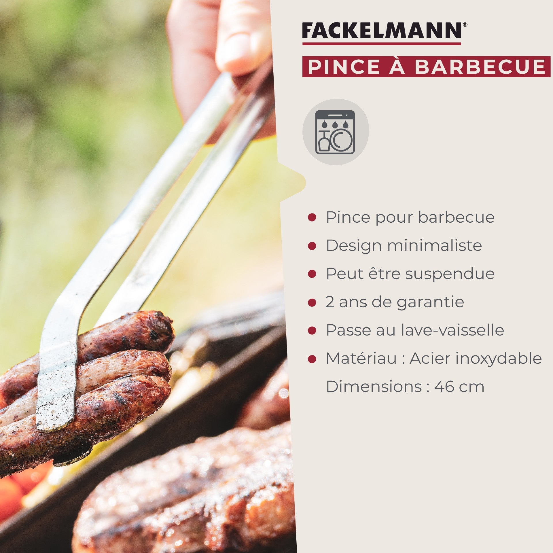 Pince à barbecue acier inoxydable 46 cm FM Professionnal FM Professional - Mathon - 3