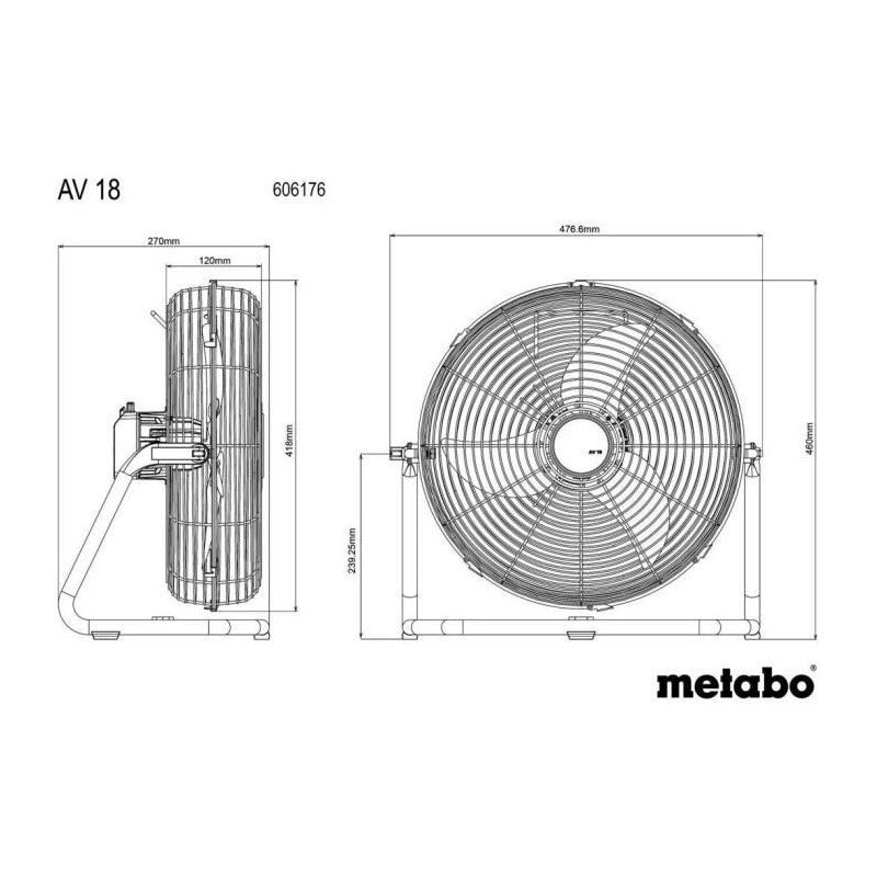 Ventilateur Sans Fil - Metabo - Av 18 - 18 V - Carton Metabo - Mathon - 3