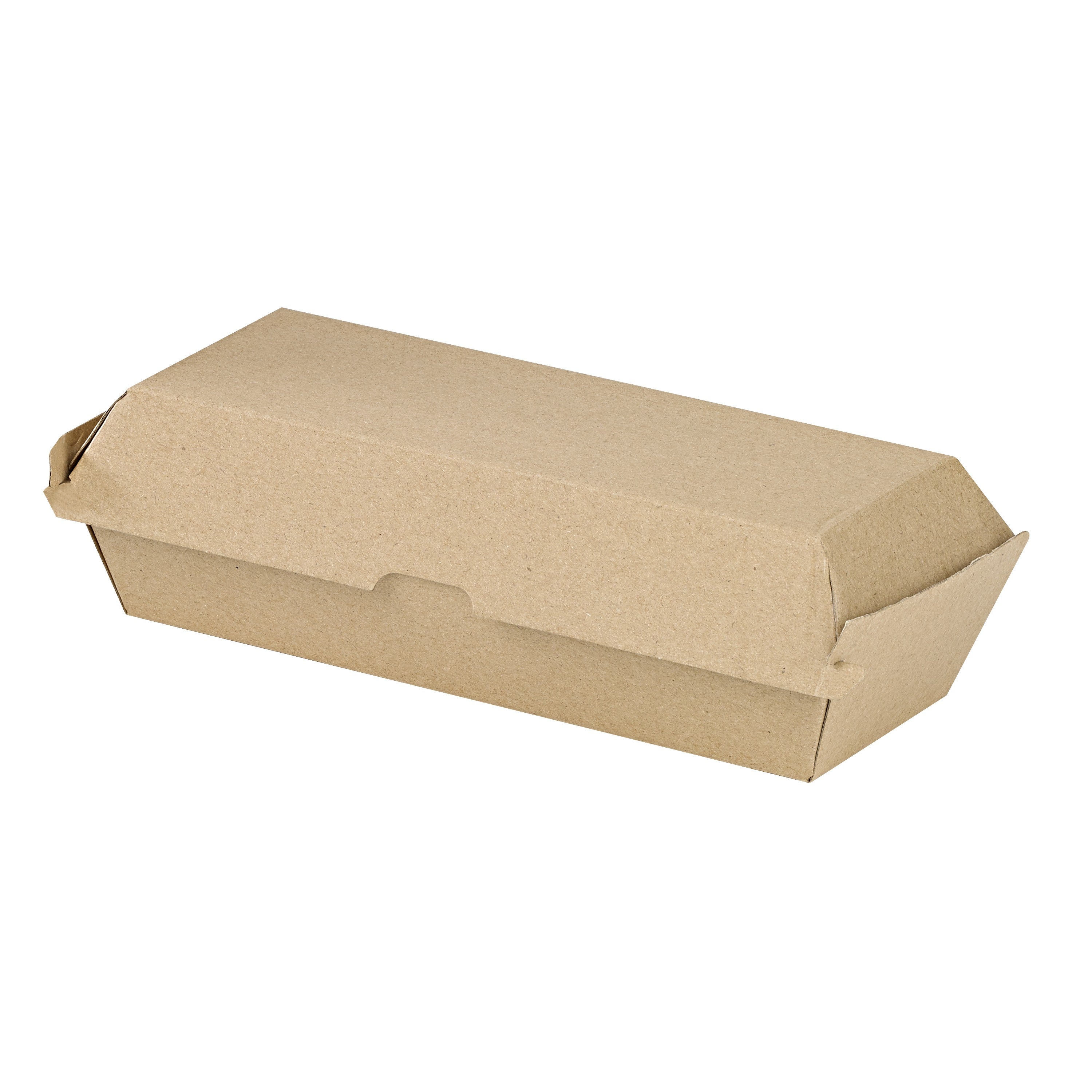 25Pcs - Boîte hot dog carton kraft brun microcannelé 238x98x70mm FirstPack - Mathon - 1