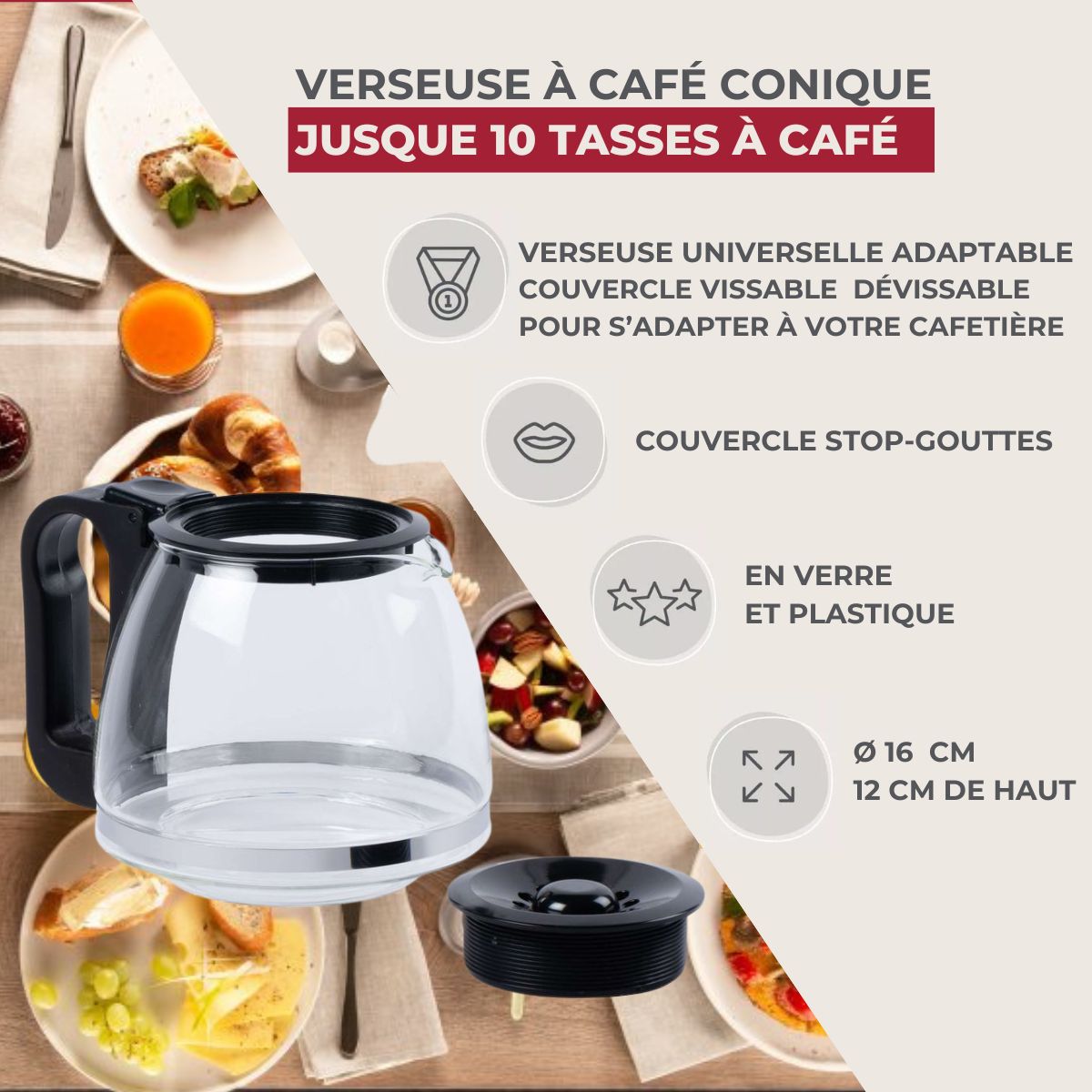 Verseuse conique adaptable pour cafetière  Petit Déjeuner Fackelmann - Mathon - 3
