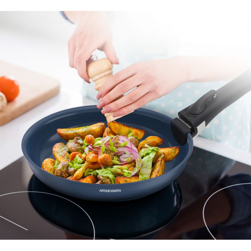 Set de 3 poêles 20-24-28 cm poignée amovible Bleu Arthur Martin AM2033 Arthur Martin - Mathon - 5