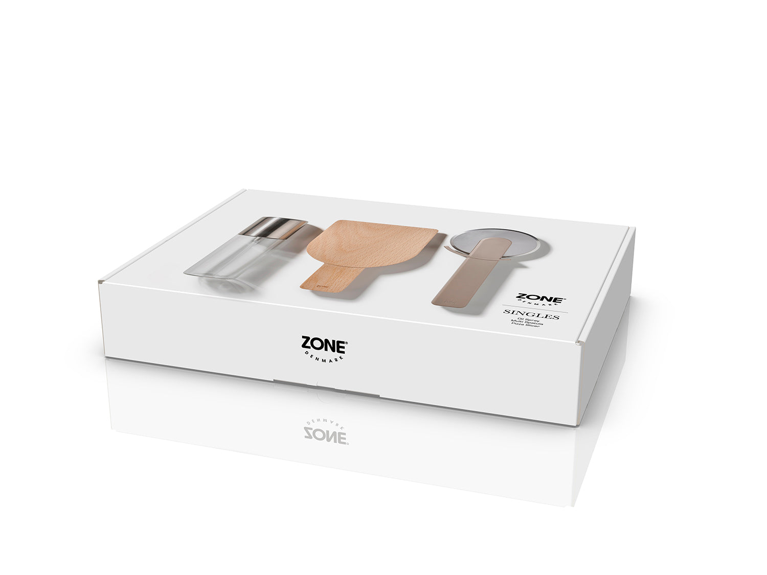 Ensemble à pizza SINGLES en verre et acier inoxydable et abs Taupe doux Zone Denmark - Mathon - 2