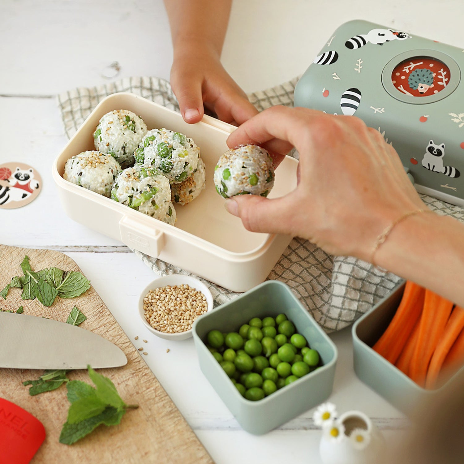 Lunch box à compartiments pour enfant Tresor 800ml Vert Raton Laveur Monbento - Mathon - 7