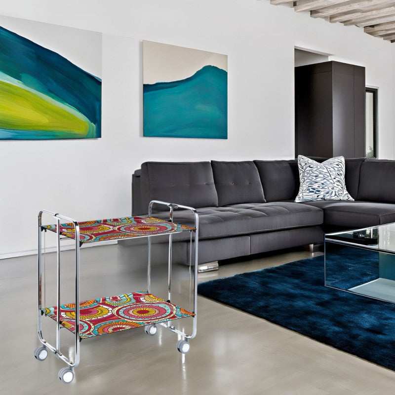 Desserte pliante 2 niveaux avec roulettes – structure chromée, bauhaus Don Hierro - Mathon - 2