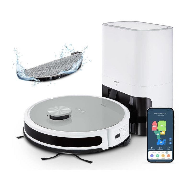 Medion X21 Sw - Robot Aspirateur Laveur Avec Station De Vidange - Navigation Laser - Puissance 3000 Pa Medion - Mathon - 1