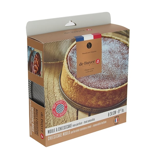 Moule à manqué amovible en inox perforé 24 cm et feuille de cuisson antiadhésive De Buyer - Mathon - 4