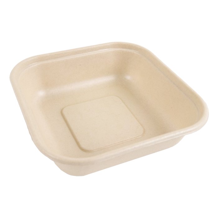 Barquette scellable pulpe rectangulaire brune laminée PLA 800 ml 16,3 x 16,3 x 4 cm - 50 unités FirstPack - Mathon