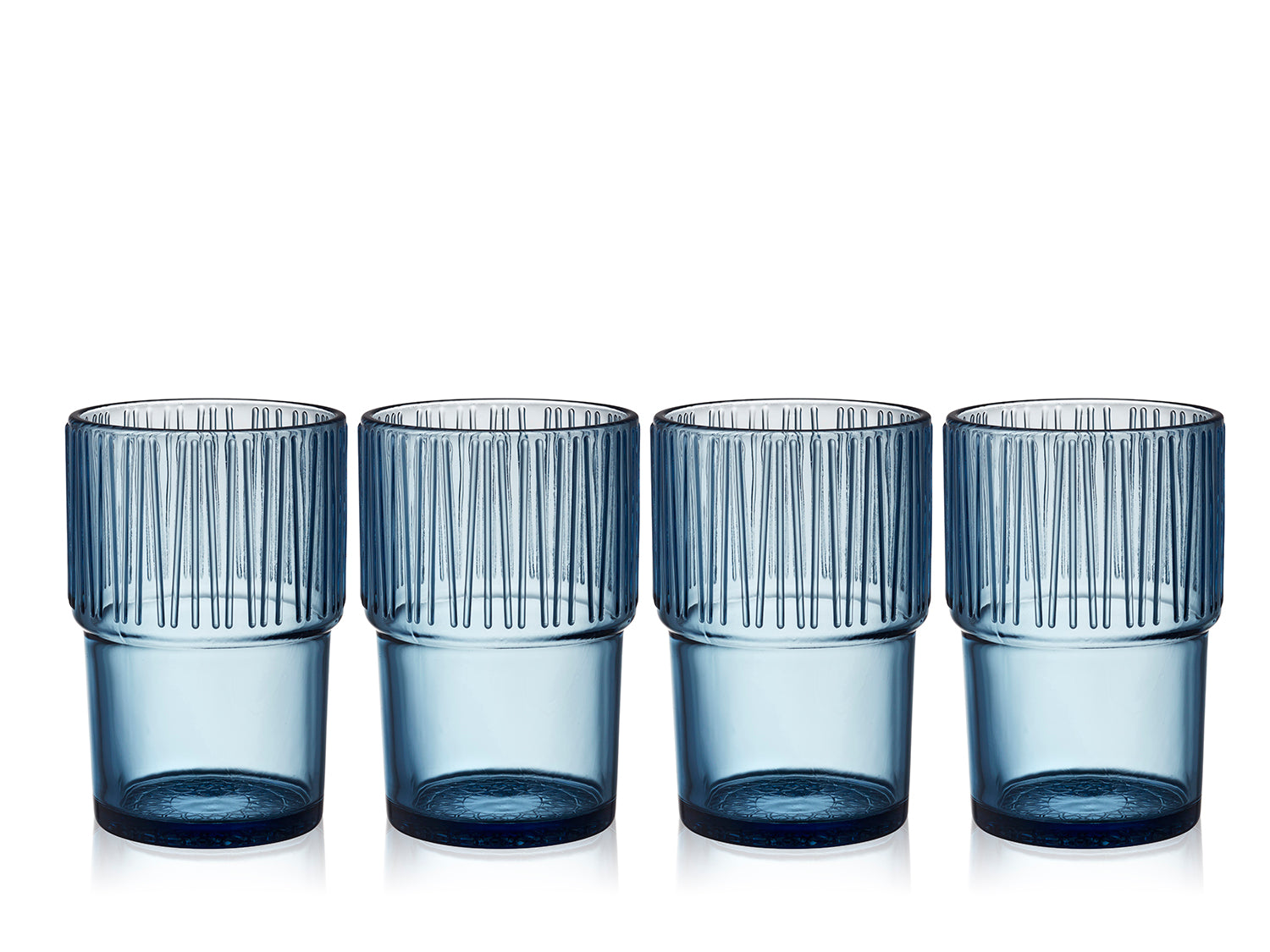 Set de 4 verres à café KUSINTHA en verre coloré Bleu Bitz - Mathon - 1