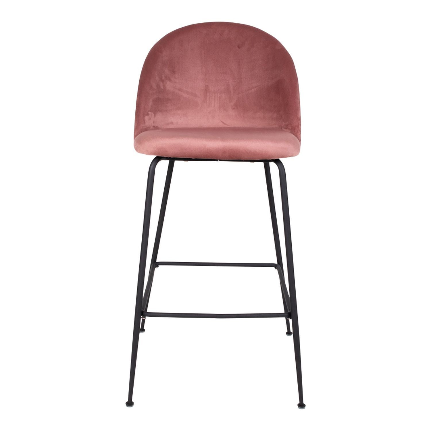 Chaise de bar en velours rose avec pieds noirs House Nordic - Mathon