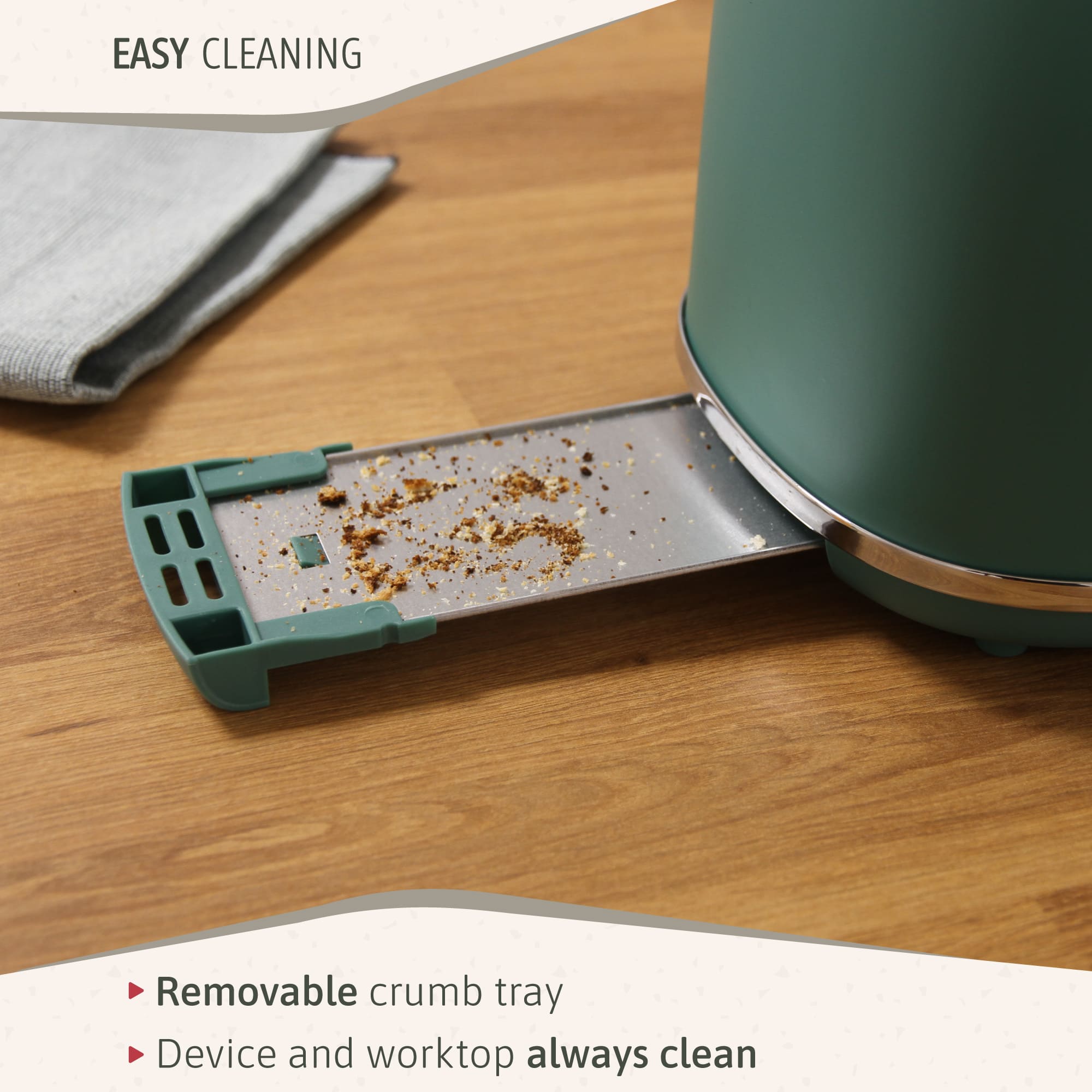 Nordic Grille Pain 2 Fentes, Tranches Larges, 6 Niveaux de Dorage, Décongélation 870 Vert TA1166GRE - Mathon - 6