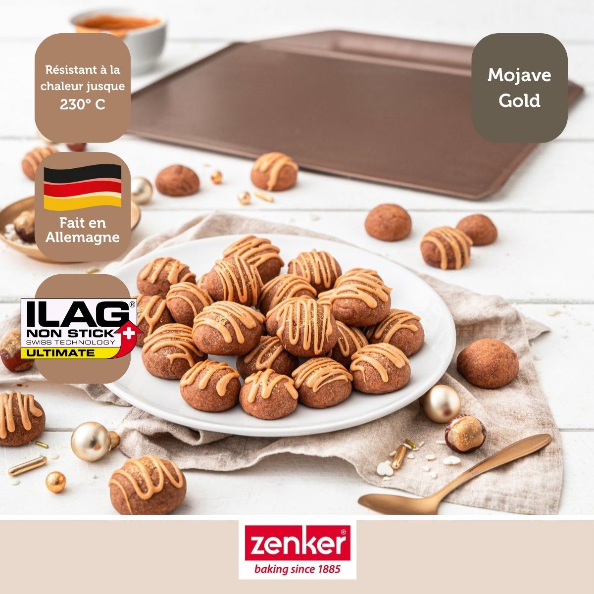 Ensemble de 2 Plaques à pâtisserie sans rebords 36 x 33 cm Zenker Mojave Gold Zenker - Mathon - 5