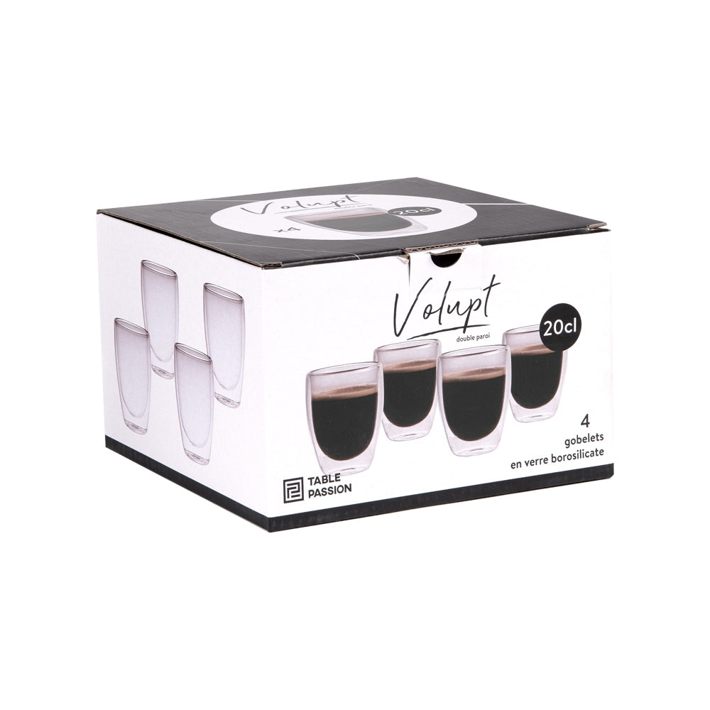Set de 4 gobelets de 20 cl Volupt double paroi en verre borosilicate Table passion - Mathon - 2