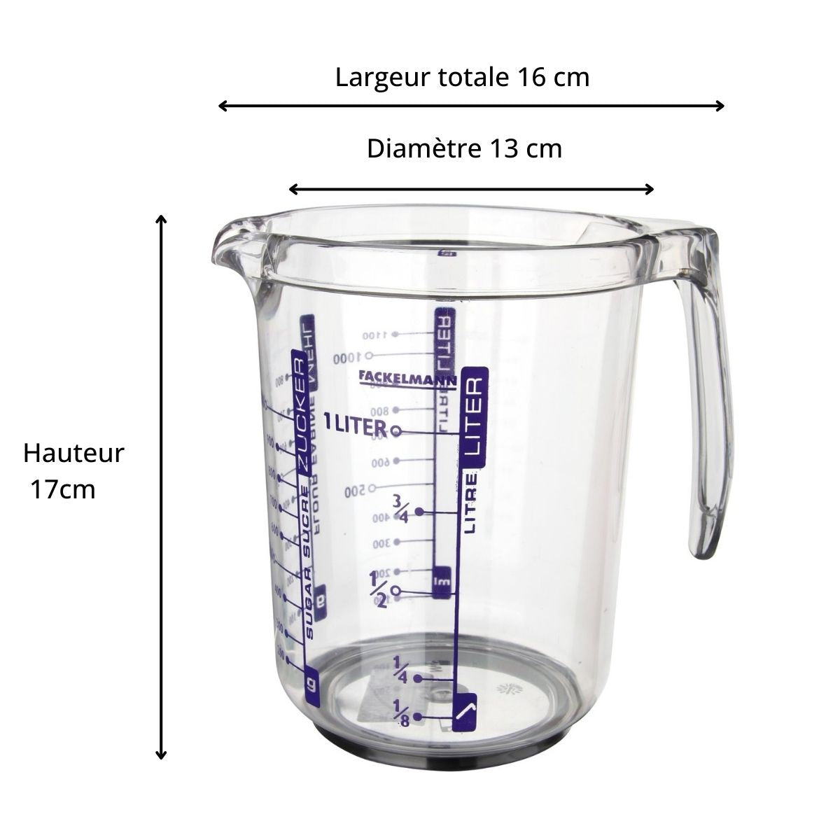 Verre doseur 1L en plastique de haute qualité Fackelmann - Mathon - 3