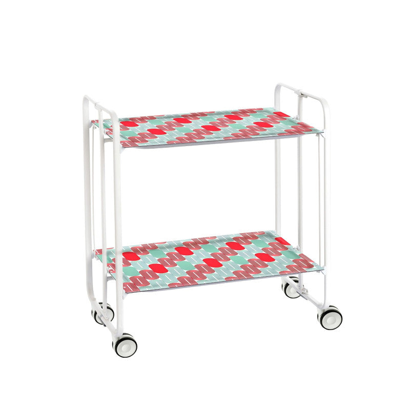 Desserte pliante 2 niveaux avec roulettes – structure blanche, bauhaus Don Hierro - Mathon - 1
