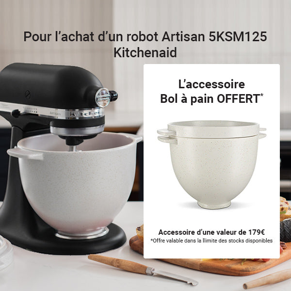 Robot artisan noir 5KSM125PS avec accessoire tranchoir et râpes 3 cylindres 5KSMVSA Kitchenaid - Mathon - 2