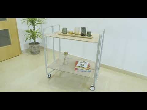 Desserte pliante 2 niveaux avec roulettes – structure blanche, bauhaus Don Hierro - Mathon - 8