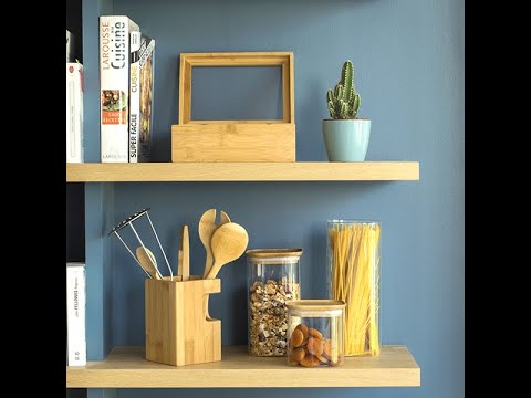 Pot en verre carré couvercle en bambou 1,4L Pebbly - Mathon - 4