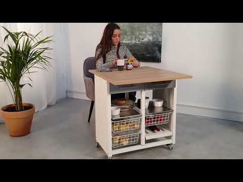 Desserte de cuisine double convertible en table d