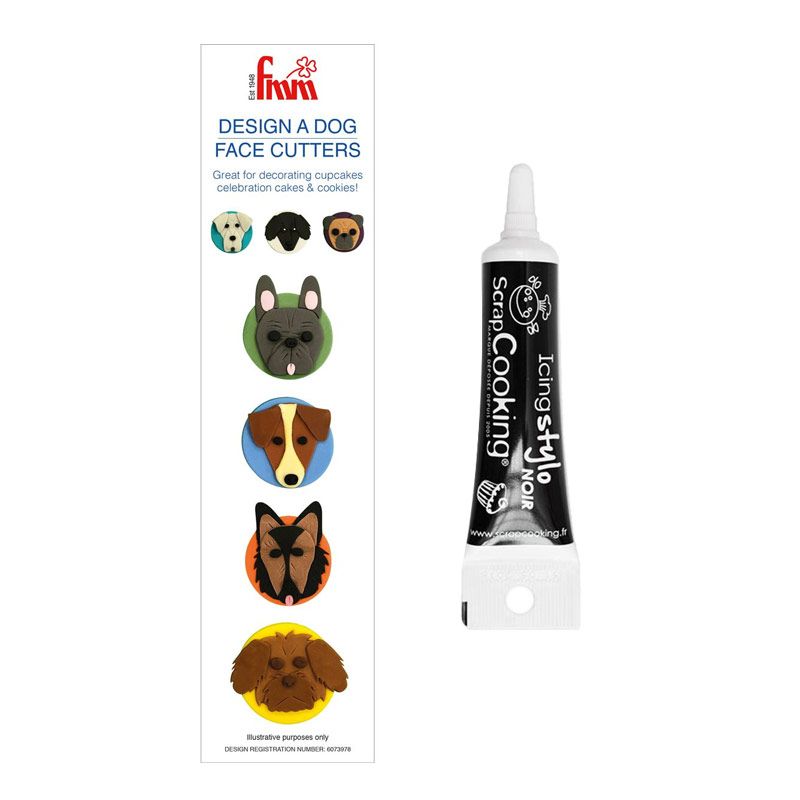 Emporte-pièce Tête de chien + Stylo de glaçage noir Youdoit - Mathon