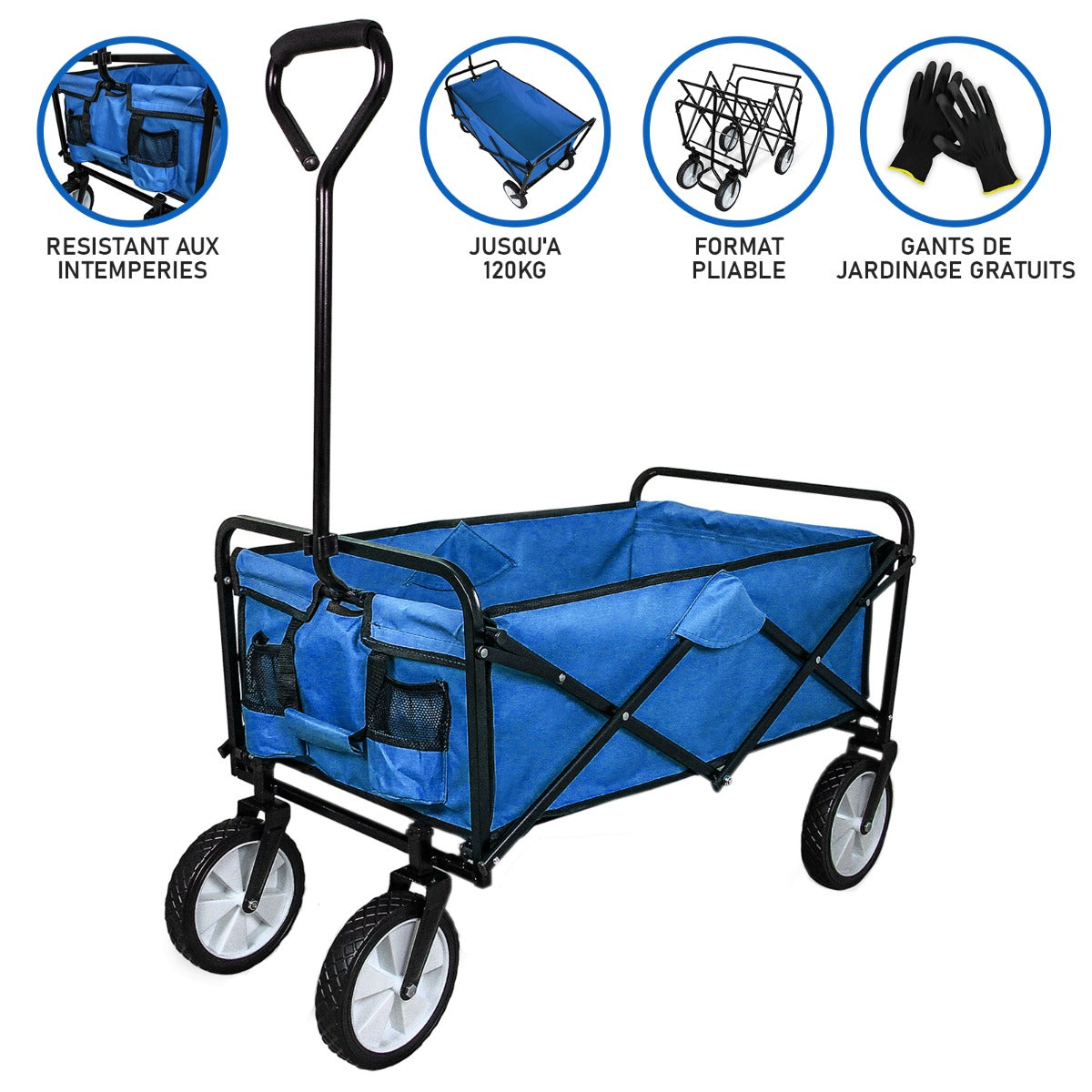 Chariot Pliable de Jardin – Bleu Monstershop - Mathon - 2