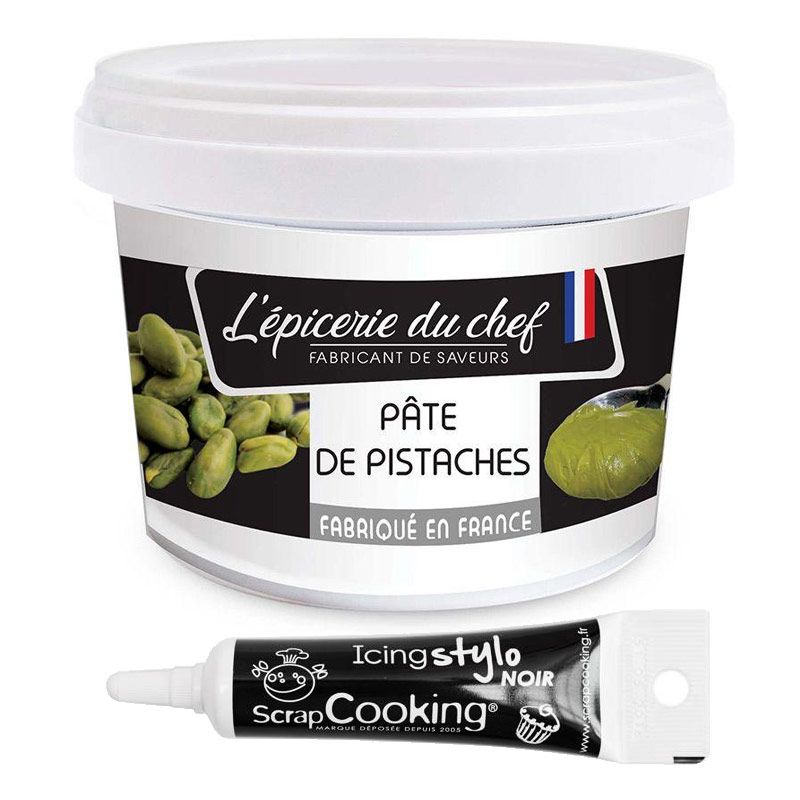 Pâte de pistaches 200 g + Stylo de glaçage noir Scrapcooking - Mathon