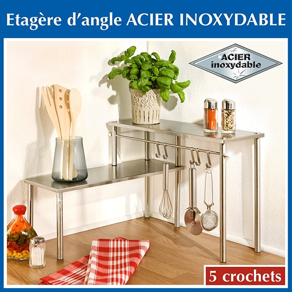 Étagère angle 2 étages en acier inoxydable Wenko by Maximex - Mathon - 3