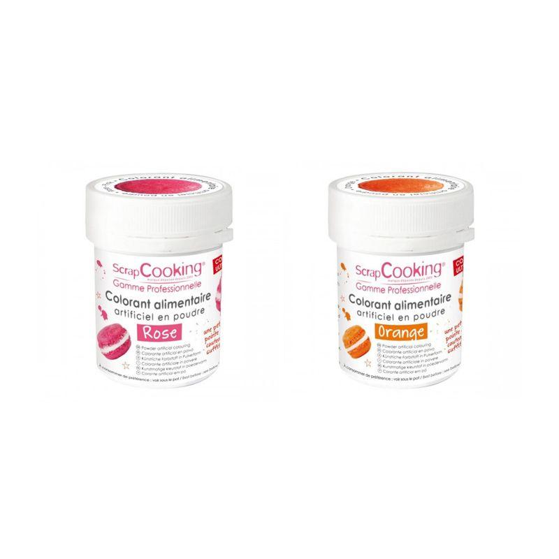 2 colorants alimentaires en poudre - orange-rose Scrapcooking - Mathon