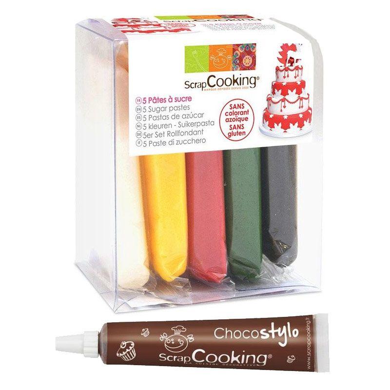 Kit 5 pâtes à sucre de Noël + 1 Stylo chocolat Scrapcooking - Mathon