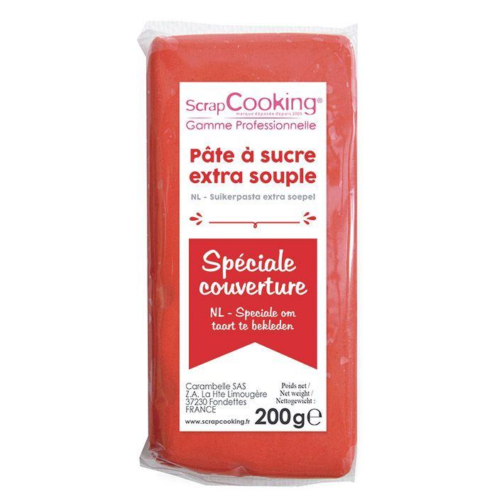 Pâte à sucre de couverture rouge 200 g Scrapcooking - Mathon