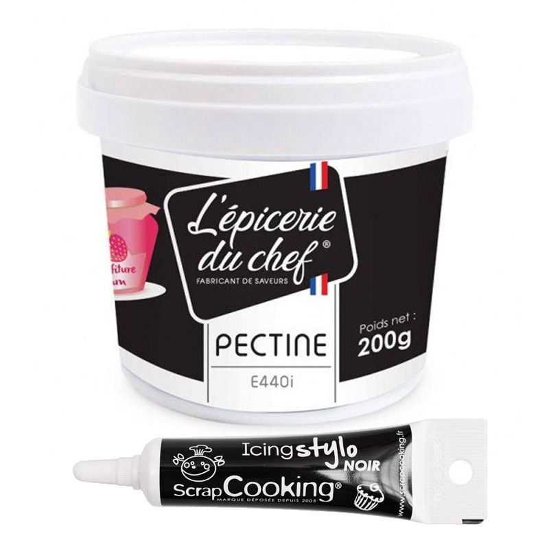 Pectine en poudre E440i 200 g + Stylo de glaçage noir Scrapcooking - Mathon