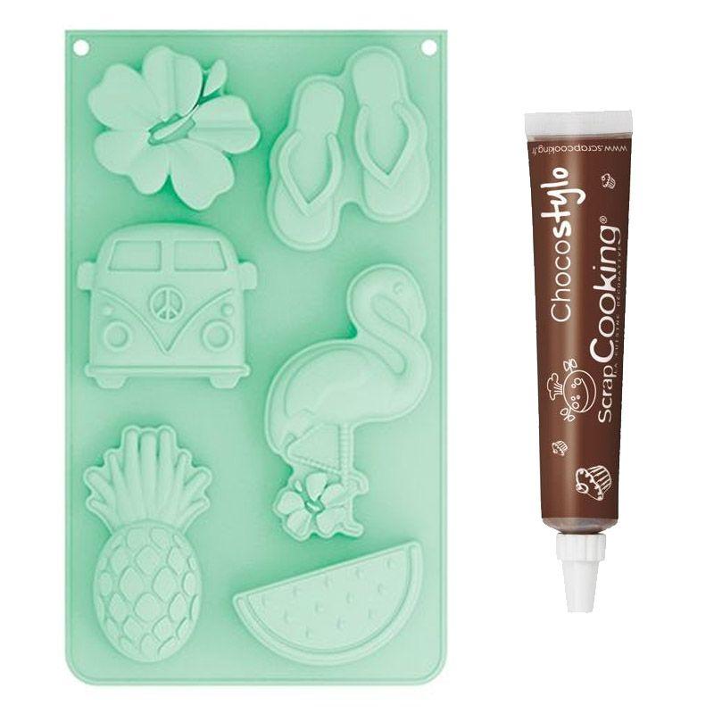 Moule en silicone Summer + 1 Stylo chocolat Scrapcooking - Mathon