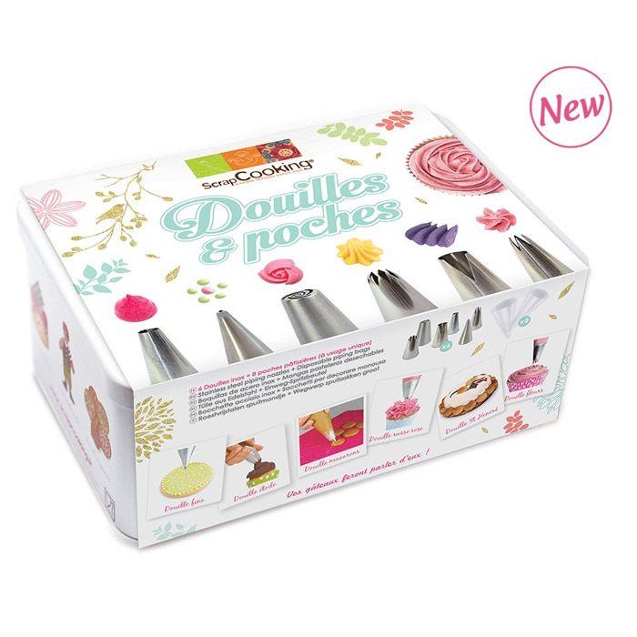 Coffret à pâtisserie - 6 douilles inox et poches jetables Scrapcooking - Mathon