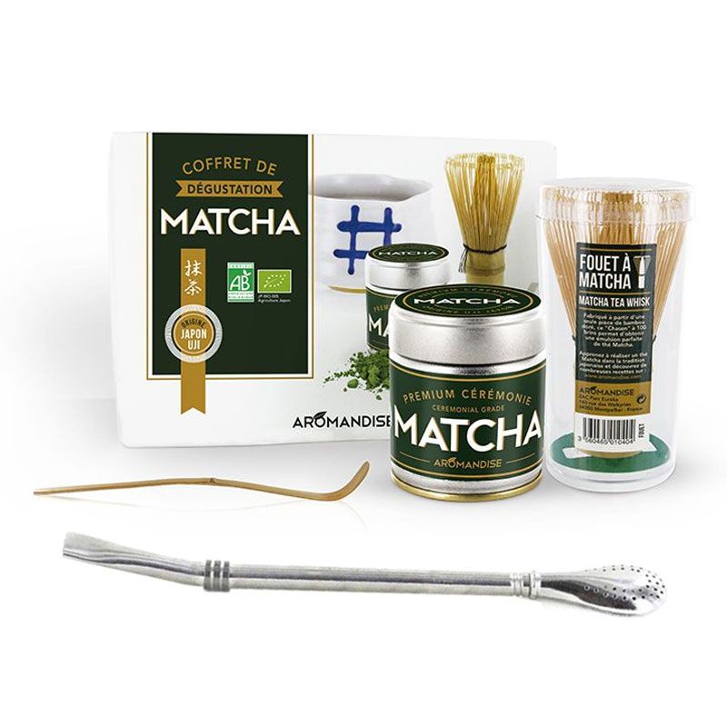 Coffret Découverte de la cérémonie du thé Matcha + paille inox avec filtre Aromandise - Mathon