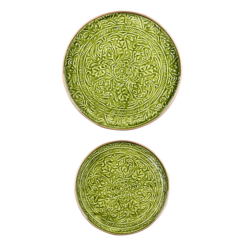 Set de 2 plateaux ronds Tosca vert Table passion - Mathon - 1