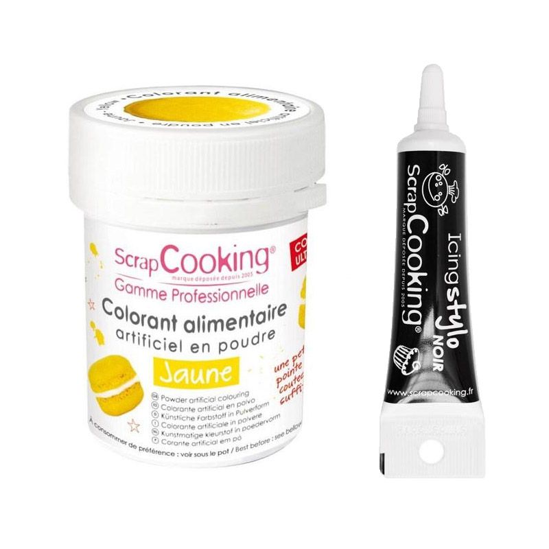 Colorant alimentaire Jaune + Stylo de glaçage noir Scrapcooking - Mathon