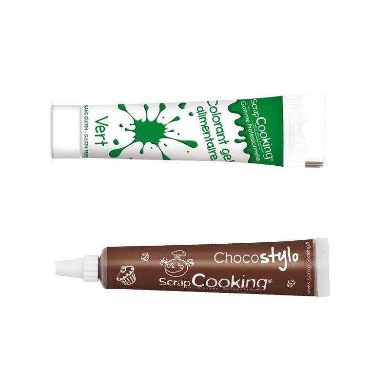 Stylo chocolat + Gel colorant alimentaire vert Scrapcooking - Mathon