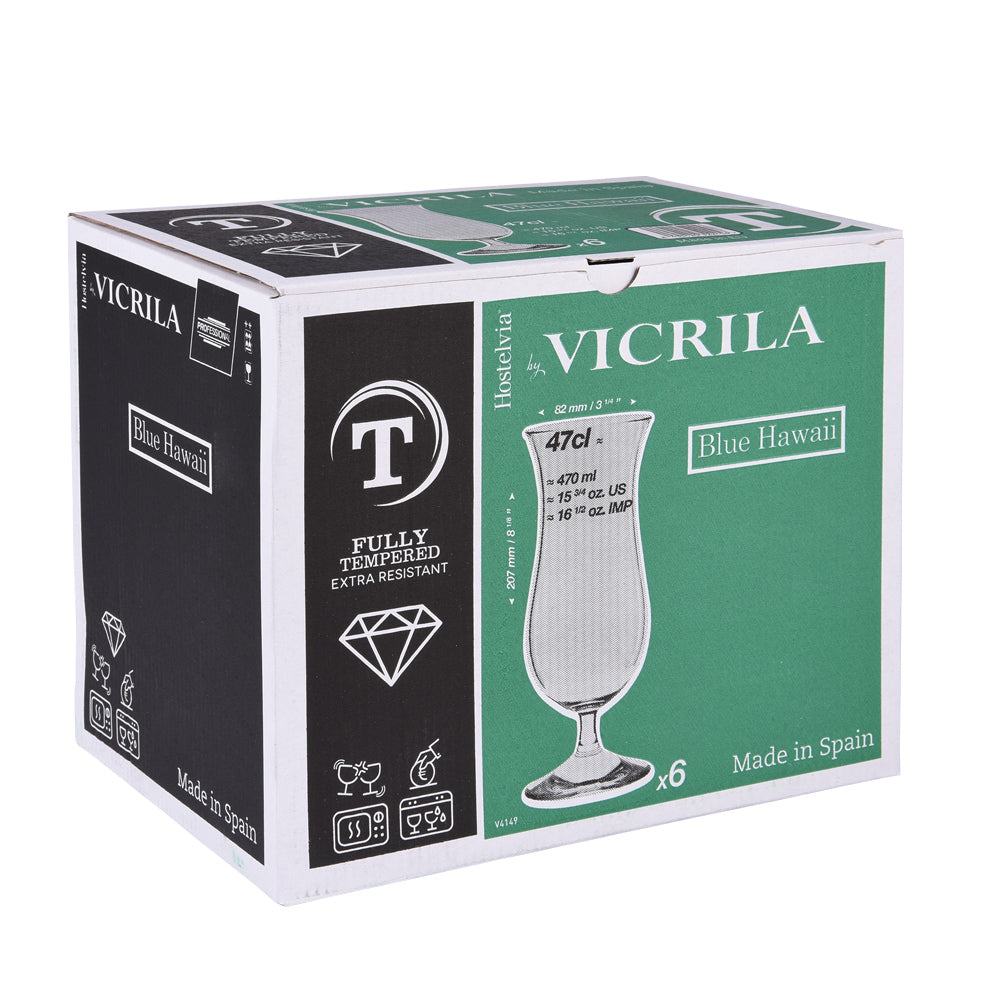 Boîte de 6 verres Hawaii 47 cl bleu Vicrila - Mathon - 2