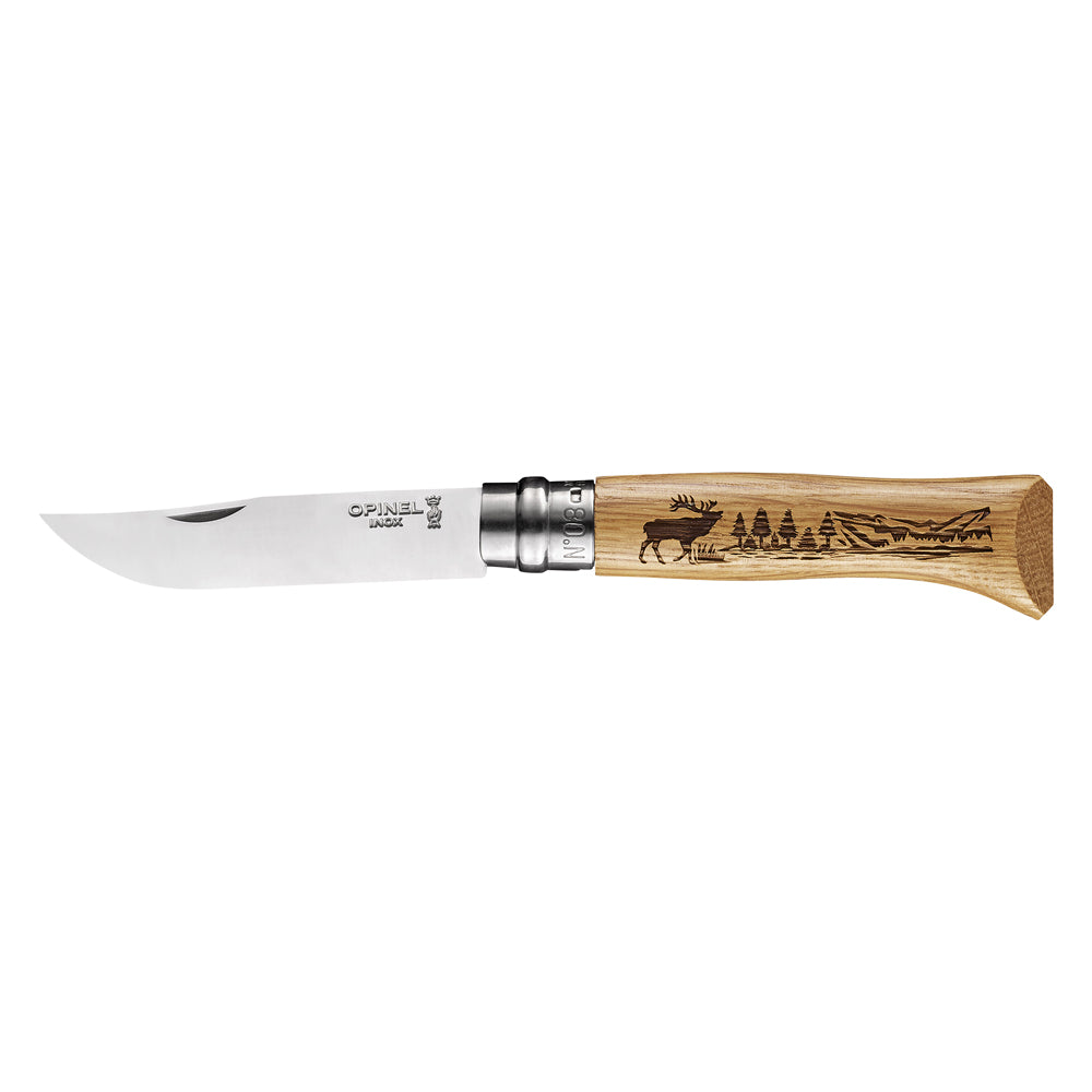 Couteau gravé Animalia lame 8.5 cm Cerf Opinel - Mathon - 1