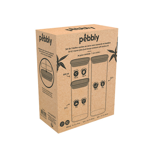 Set de 3 boîtes 0,8, 1,4 et 2,2 L Pebbly - Mathon - 3