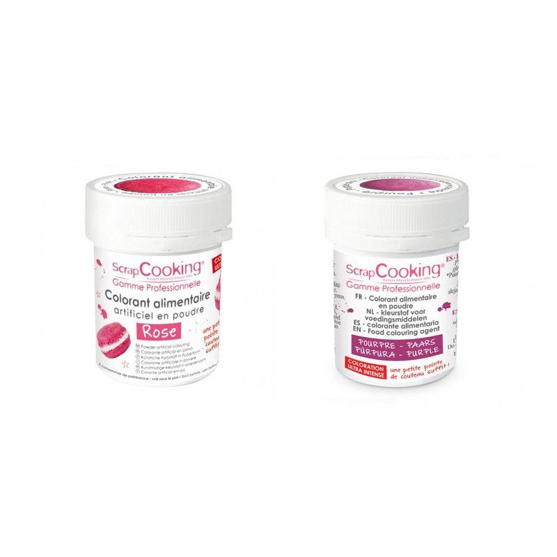 2 colorants alimentaires en poudre - pourpre-rose Scrapcooking - Mathon