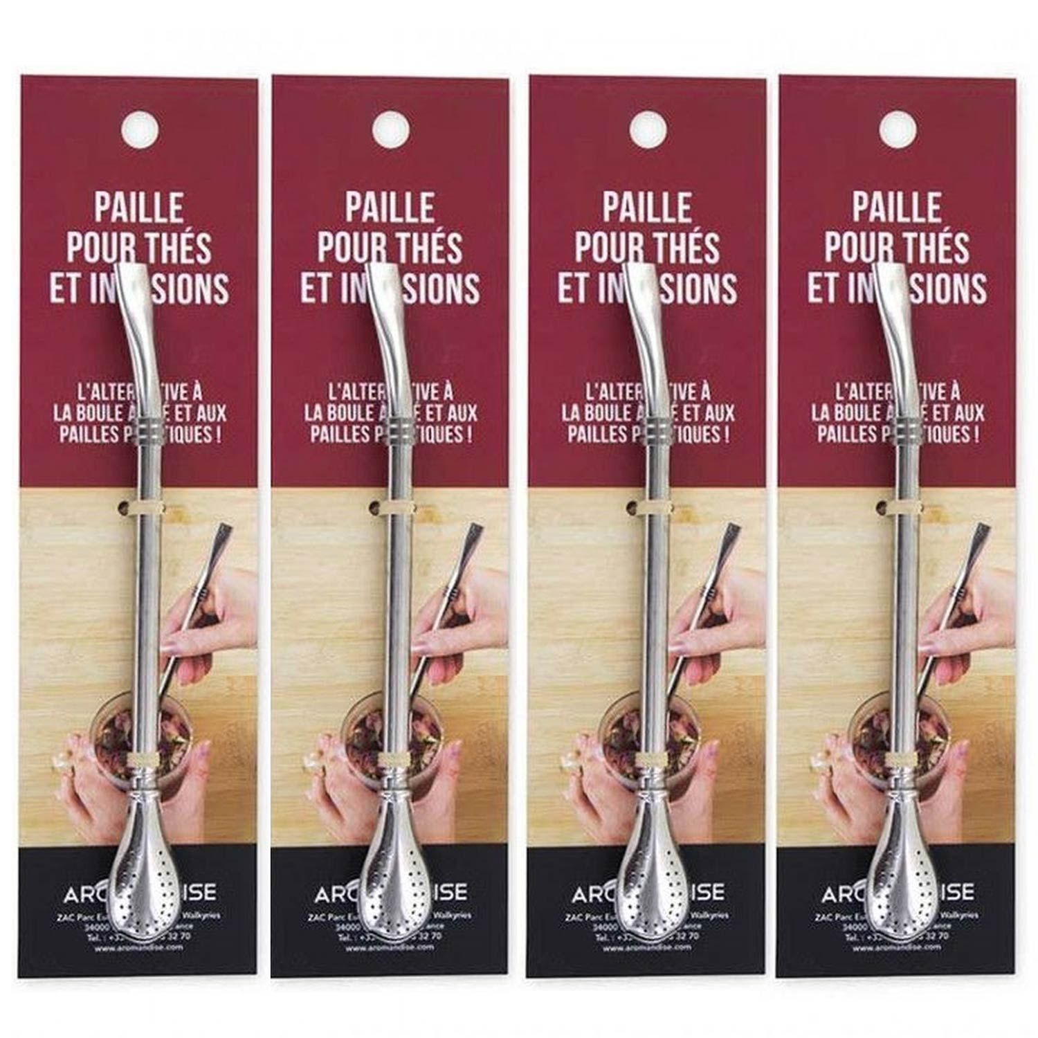 4 pailles en inox avec filtre intégré Aromandise - Mathon