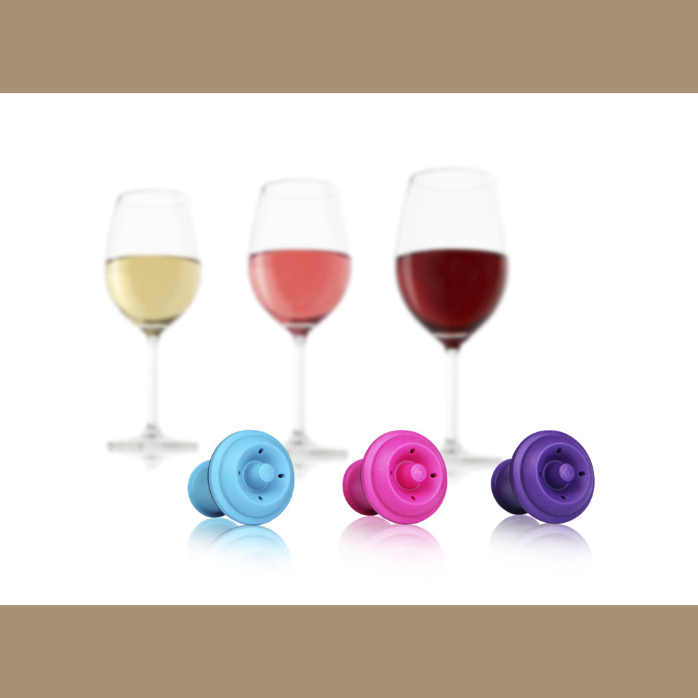 Set de 3 bouchons couleur Vacuvin - Mathon - 1
