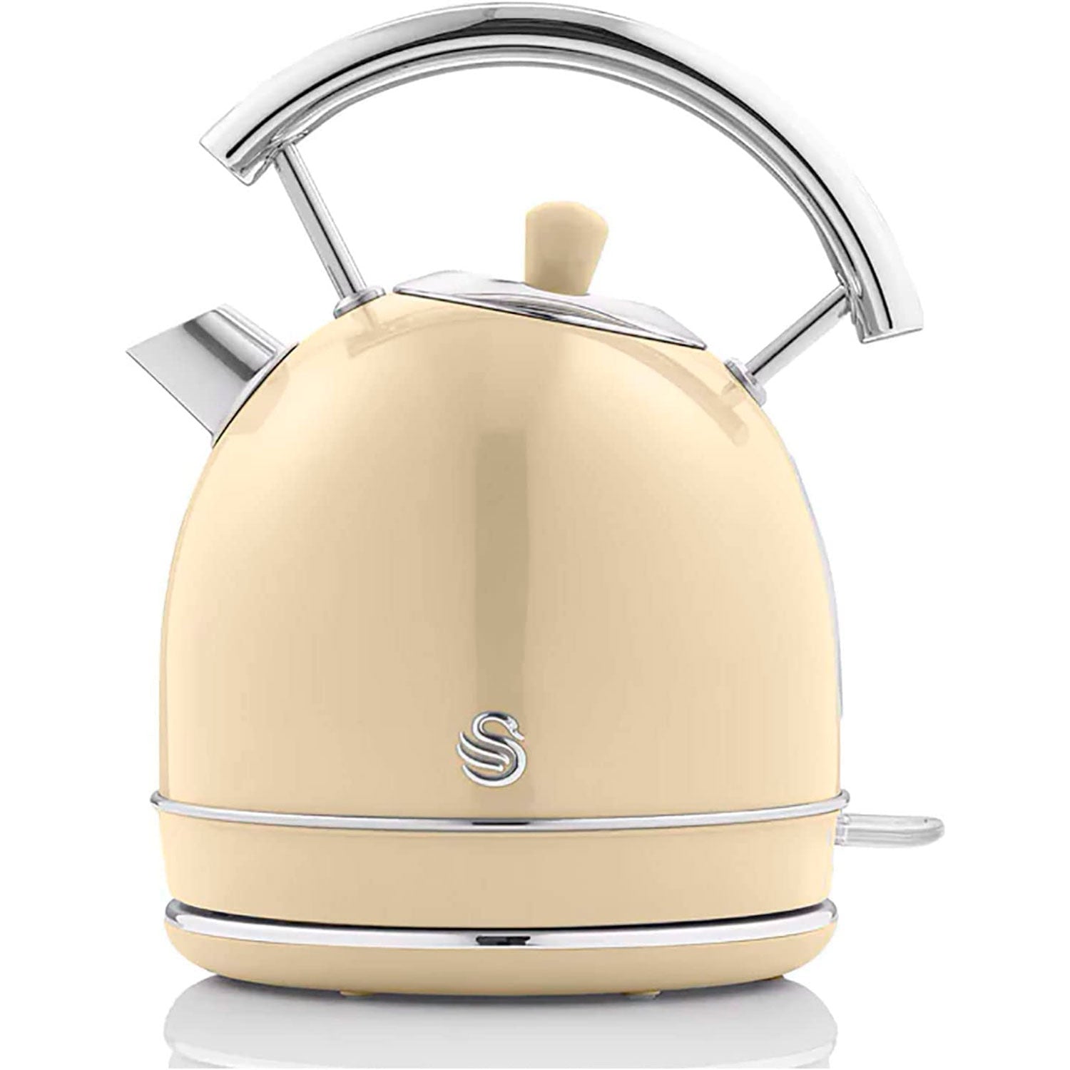 Retro Bouilloire, 1,8 L, Acier Inoxydable sans BPA, Résistance Cachée, sans Fil 3000 Crème  SK14630CNEU - Mathon - 1