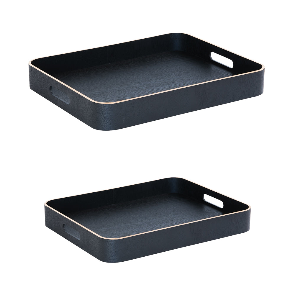 Set de 2 plateaux rectangles noirs Table passion - Mathon