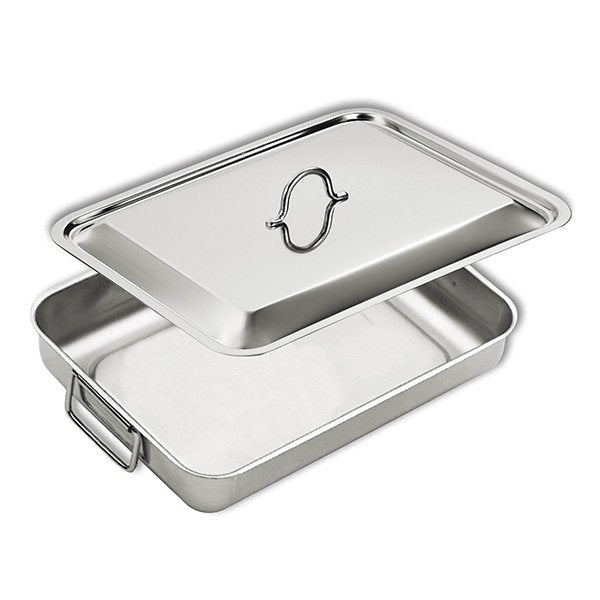 Plat à four en inox avec couvercle Inoxriv - Mathon - 1