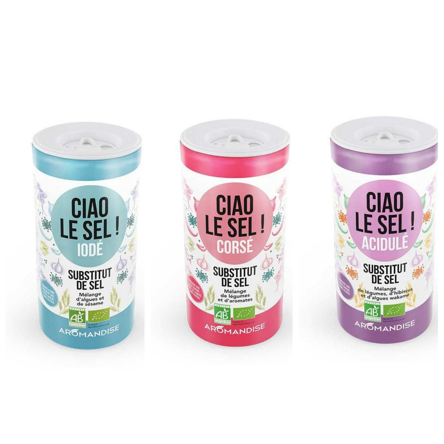 Trio de susbtituts de sel : Corsé,Acidulé et Iodé Aromandise - Mathon