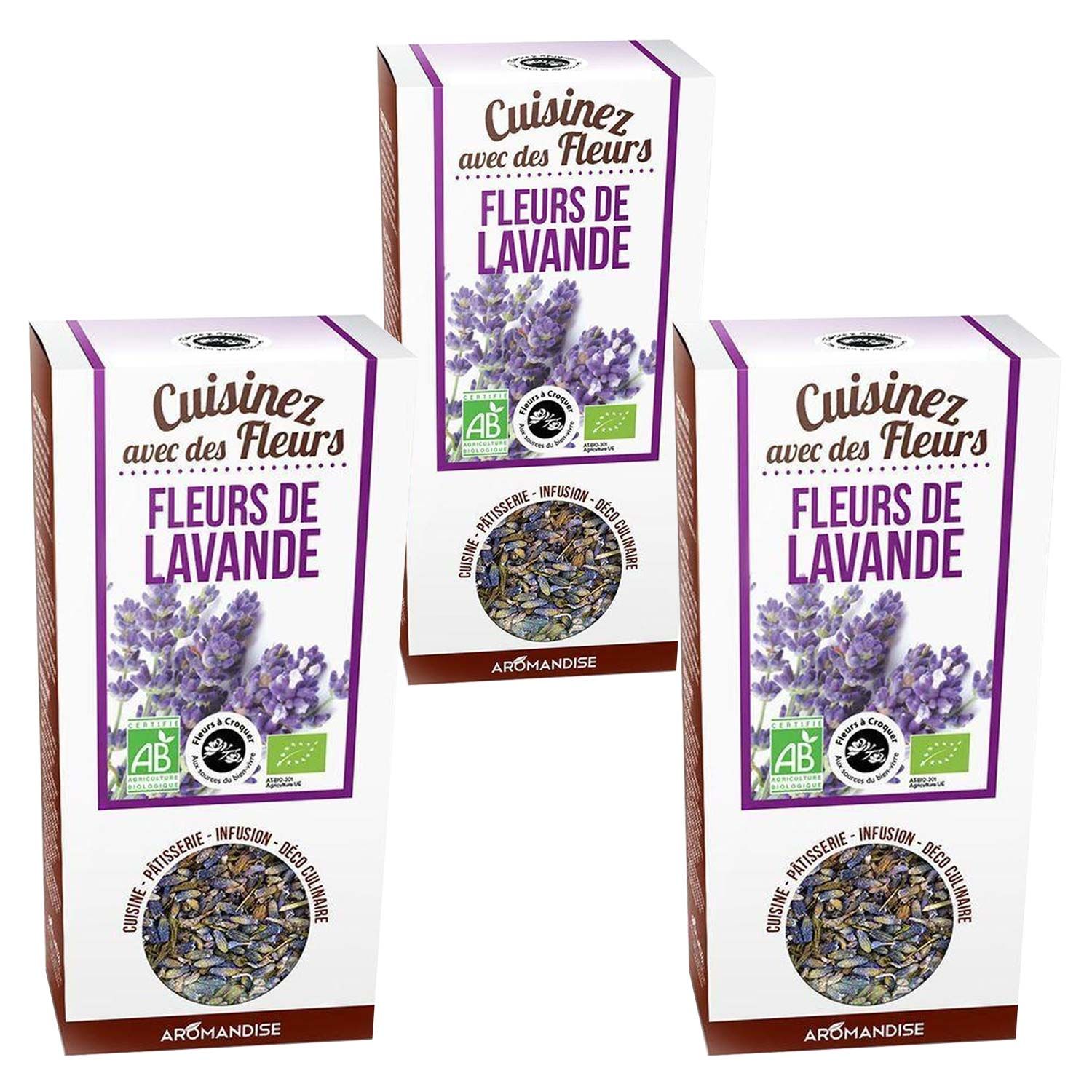 Fleurs comestibles bio - Fleurs de Lavande 120 g Aromandise - Mathon