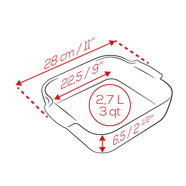 Plat à four céramique Appolia carré rouge 28 cm Peugeot - Mathon - 2