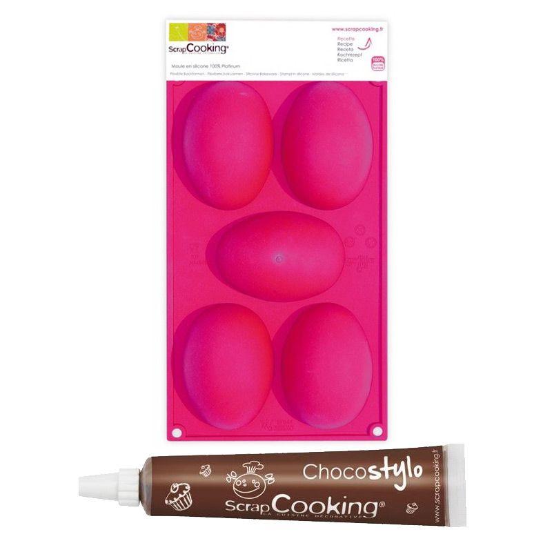 Moule 5 oeufs de Pâques + 1 Stylo chocolat Scrapcooking - Mathon
